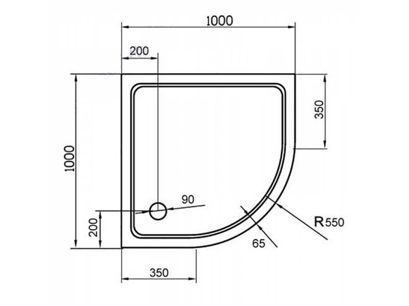 Купить Поддон душевой Cezares TRAY-M-R-100-550-35-W, 100 x 100 см, из стеклокомпозита (SMC)