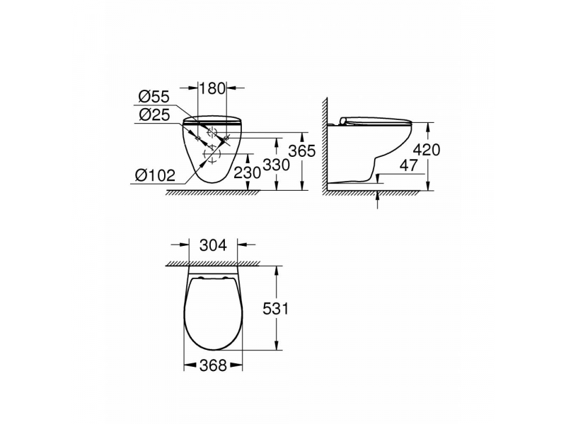 Купить Подвесной унитаз Grohe Bau Ceramic 39351000, безободковый, крышка микролифт