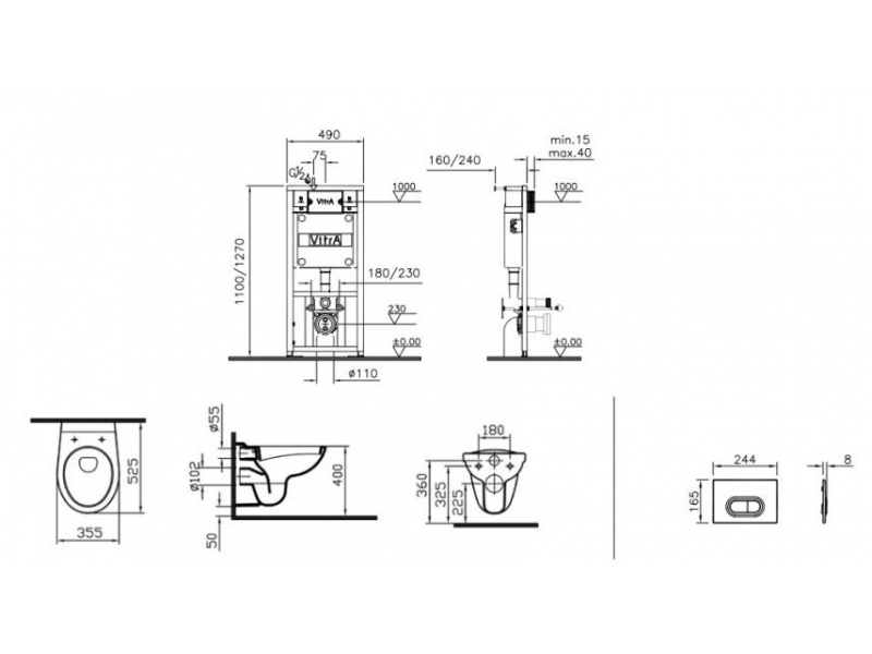 Купить Инсталляция с унитазом Vitra Normus 9773B003-7201, сиденье стандарт (комплект)