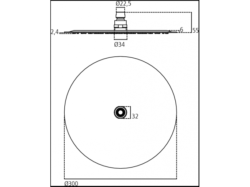 Купить Верхний душ Ideal Standard IdeaRain LUXE B0385MY, d 300 мм, 1 режим струи, без держателя