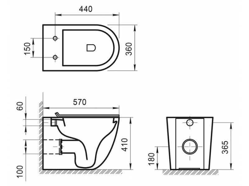 Купить Приставной безободковый унитаз (чаша) BelBagno Sfera-R, белый, P-trap BB2141CBR