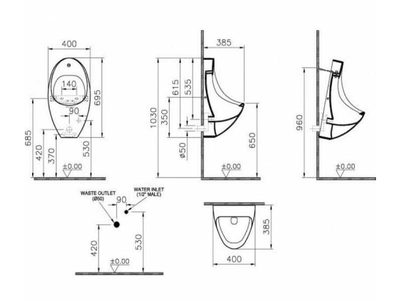 Купить Писсуар Vitra Arkitekt с сенсорным управлением, 4106B003-5597