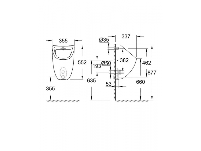 Купить Писсуар Grohe Bau Ceramic 39438000, скрытый монтаж, альпин-белый