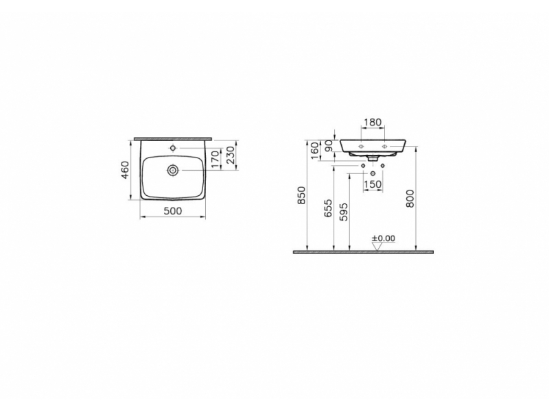 Купить Раковина Vitra Metropole 5661B003-0041 50 см, подвесная, без перелива