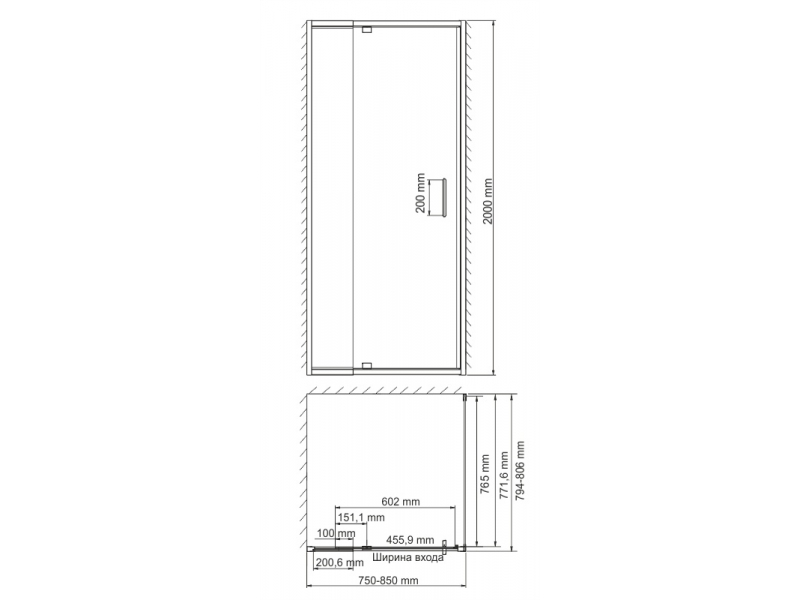 Купить Душевой уголок WasserKRAFT 48P02, стекло прозрачное, 80 см