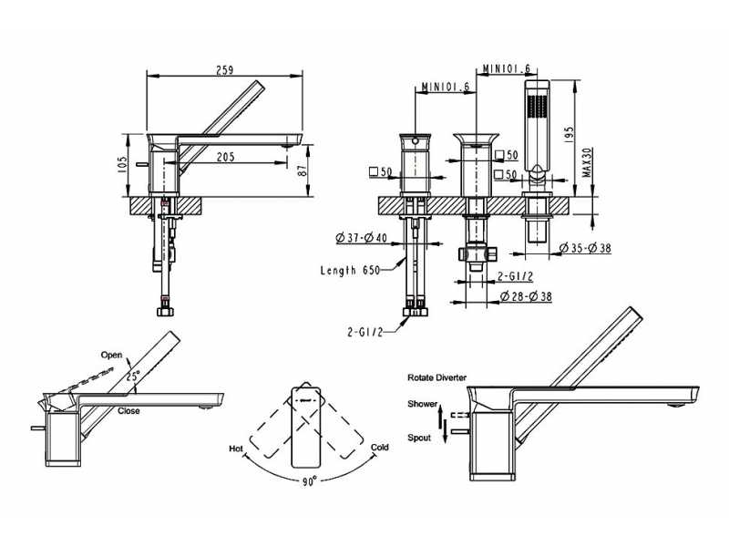 Купить Смеситель Bravat Phillis F556101C-2-RUS для ванны