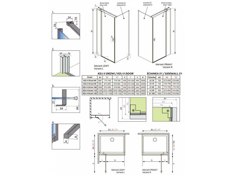 Купить Душевой уголок Radaway Nes KDJ II, 80 x 70 см, левая дверь, стекло прозрачное, профиль хром