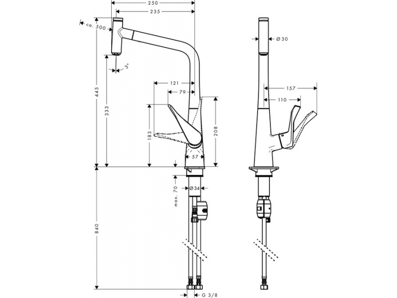 Купить Смеситель Hansgrohe Metris Select 14884000 для кухни, хром