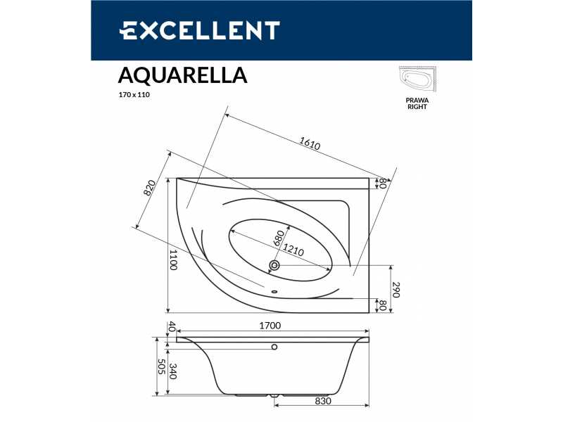 Купить Ванна акриловая Excellent Aquarella 170 x 110 см, левая/правая