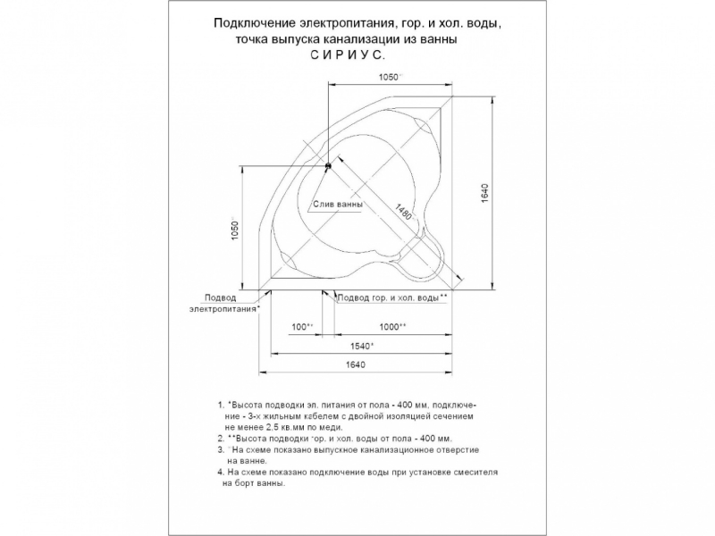 Купить Ванна акриловая Aquatek Сириус 164x164 см