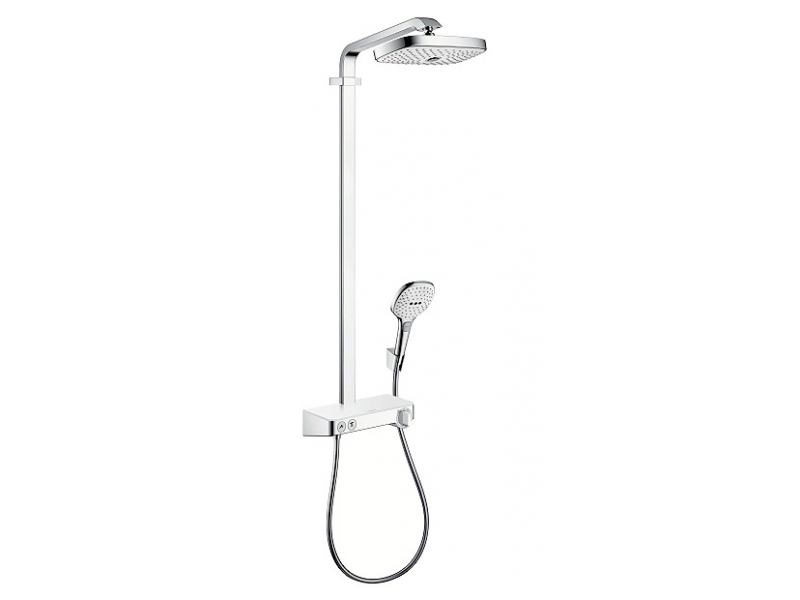 Купить Душевая система Hansgrohe Raindance Select E Showerpipe 300 2 jet 27126400 с кнопками управления, белый/хром