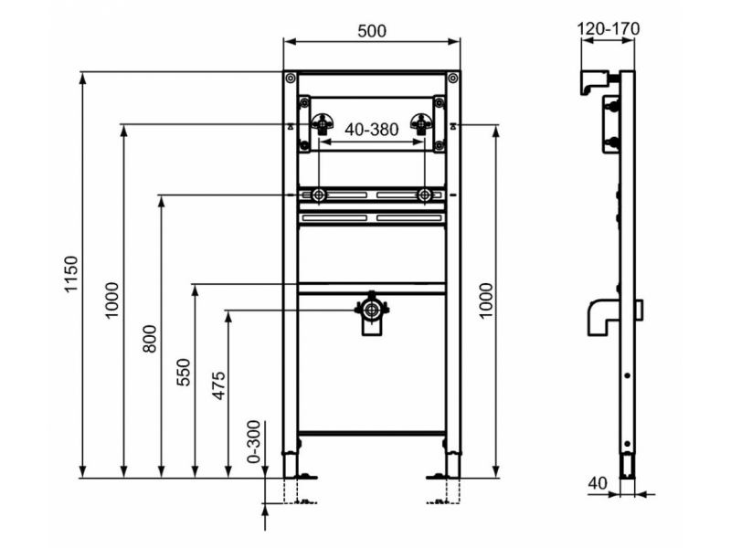 Купить Инсталляция Ideal Standard Prosys для монтажа подвесной раковины, серый, R016167