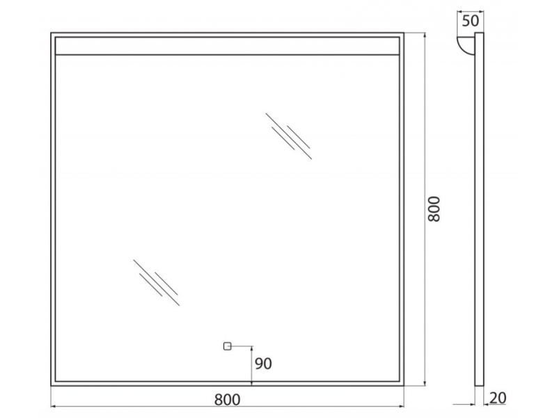 Купить Зеркало BelBagno SPC-UNO 80 см, с подсветкой, белый, SPC-UNO-800-800-TCH