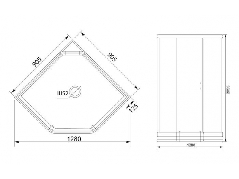 Купить Душевая кабина Aquanet Penta 2 Rain 90 x 90 см, тонированное стекло/узорчатое стекло (184488/184489)