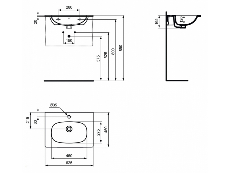 Купить Раковина Ideal Standard Tesi Vanity 60 см, белый, T351001