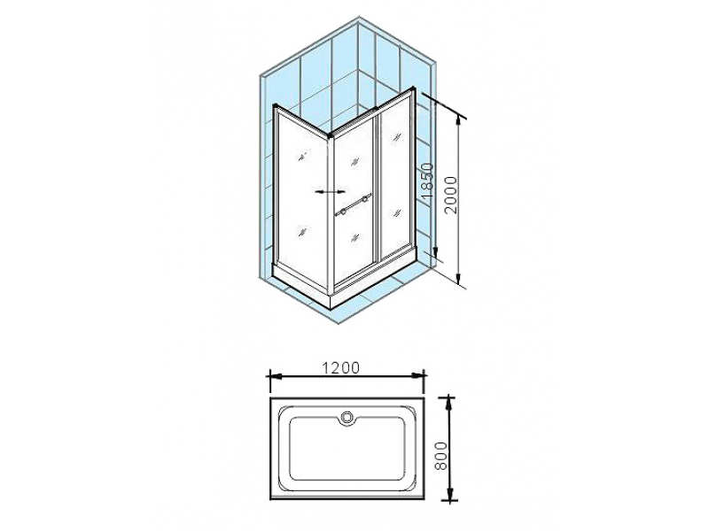 Купить Душевой уголок Appollo TS-630 120 х 80 х 200 см, стекло прозрачное