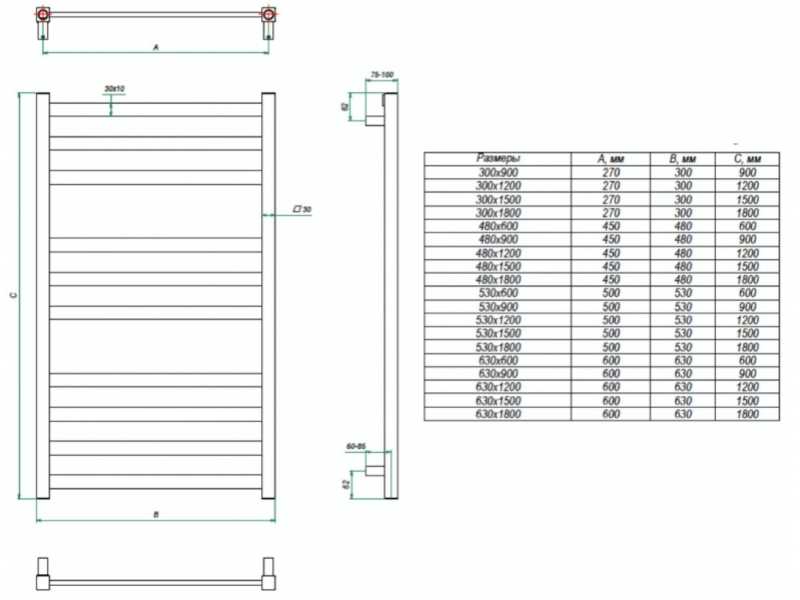 Купить Полотенцесушитель электрический Grota Vento 48 x 120 см, ширина 48 см, высота 120 см, крашеный белый