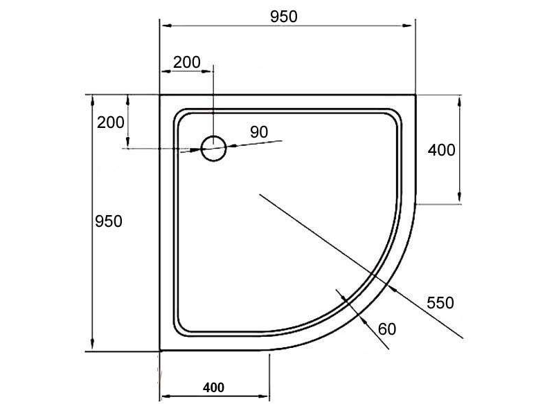 Купить Поддон акриловый Cezares 95 x 95 мм, TRAY-A-R-95-550-15-W