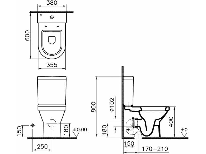 Купить Напольный унитаз Vitra S50 9798B003-0227 крышка стандарт