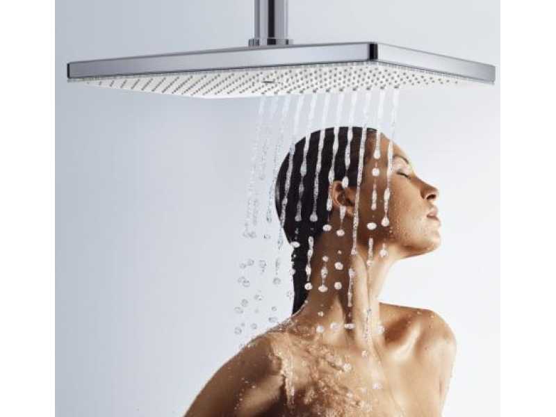 Купить Верхний душ Hansgrohe Rainmaker Select 24014400, 460 x 300 мм, 2 режима струи, с держателем, белый/хром