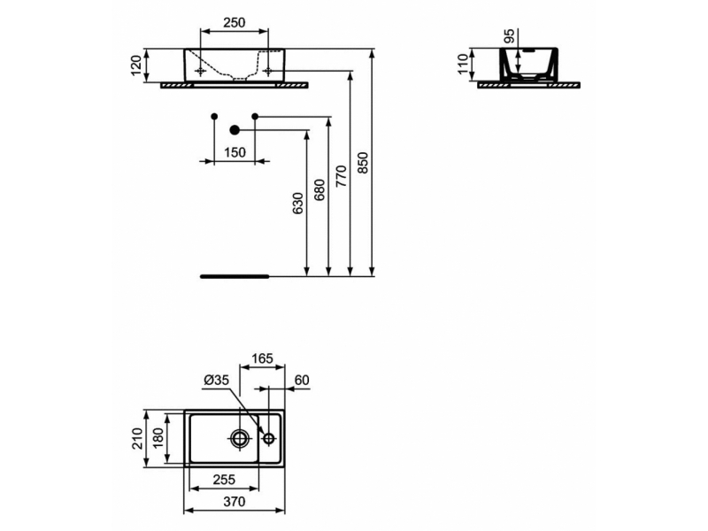 Купить Раковина Ideal Standard Tempo 37 см, белый, E210901