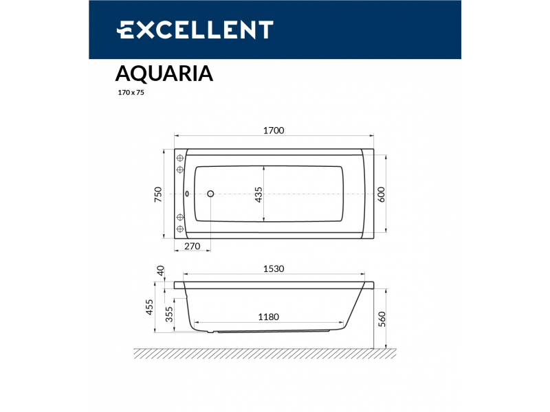 Купить Акриловая ванна Excellent Aquaria 170 x 75 WAEX.AQU17WH