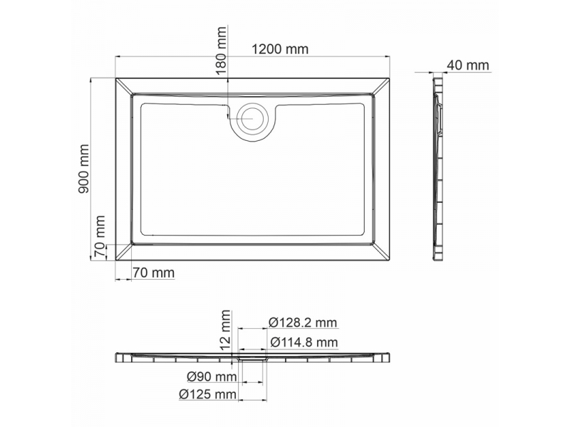 Купить Душевой поддон WasserKRAFT Salm 27T, 120 х 90 см, белый, 27T07