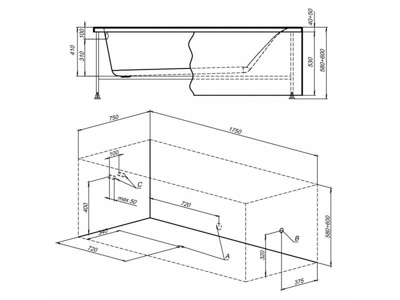 Купить Ванна акриловая Aquanet Bright 216660 175x75 см со сварным каркасом