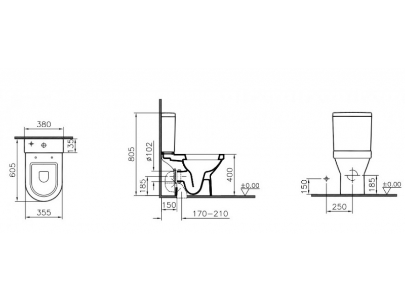 Купить Напольный унитаз Vitra S50 9767B003-7200 крышка микролифт