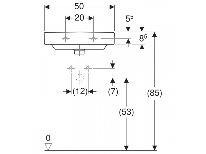 Купить Раковина Geberit Smyle Square 500.256.01.1, 50 х 41 см, белая