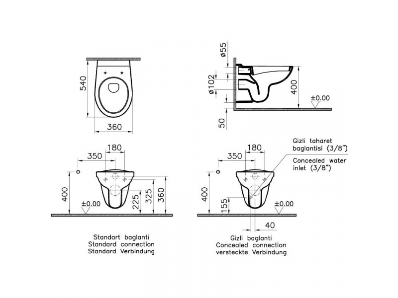 Купить Подвесной унитаз Vitra Normus 6855B003-6004 крышка стандарт