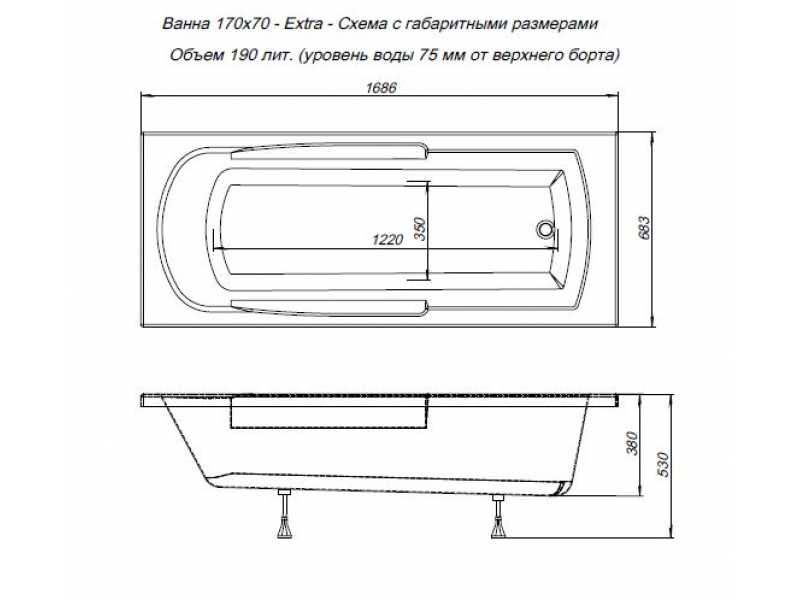 Купить Акриловая ванна Aquanet Extra 170x70 00203931