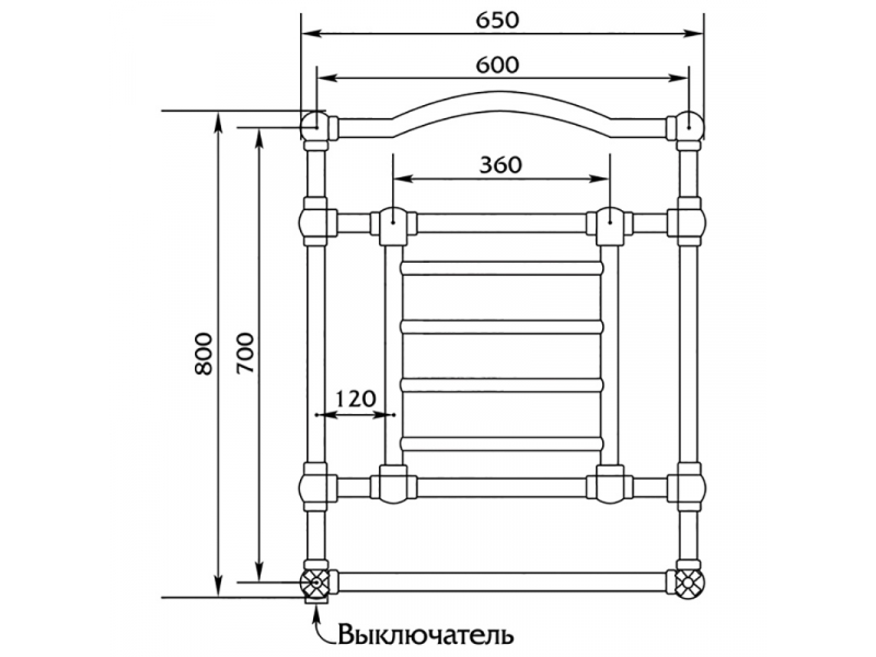 Купить Полотенцесушитель Migliore Edward ML.EDW-EL.500.BR 60 x 80 см - бронза, провод слева