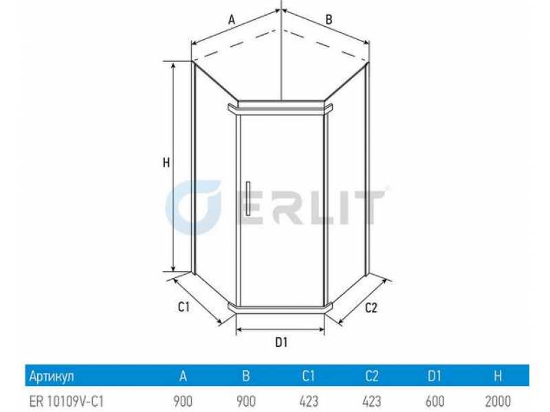 Купить Душевой уголок Erlit Comfort ER10109V-C1, 90 x 90 см