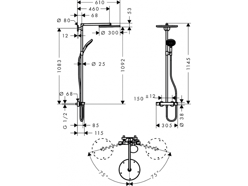 Купить Душевая система Hansgrohe 27114000 Raindance Select Showerpipe 300 (повреждена упаковка)