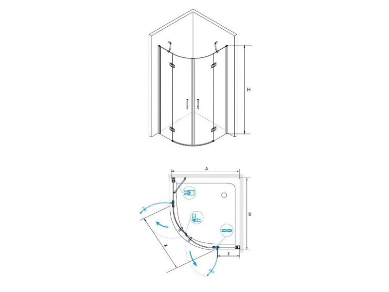 Купить Душевой уголок RGW LE-55, 06125599-11, 90 х 90 x 195 см, дверь распашная, стекло прозрачное, хром