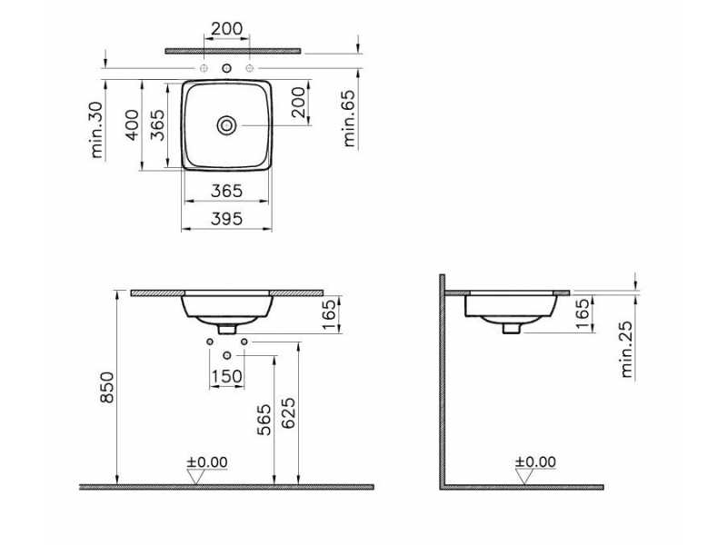 Купить Раковина Vitra Metropole 5666B003-1083 37x40 см, встраиваемая снизу, без перелива