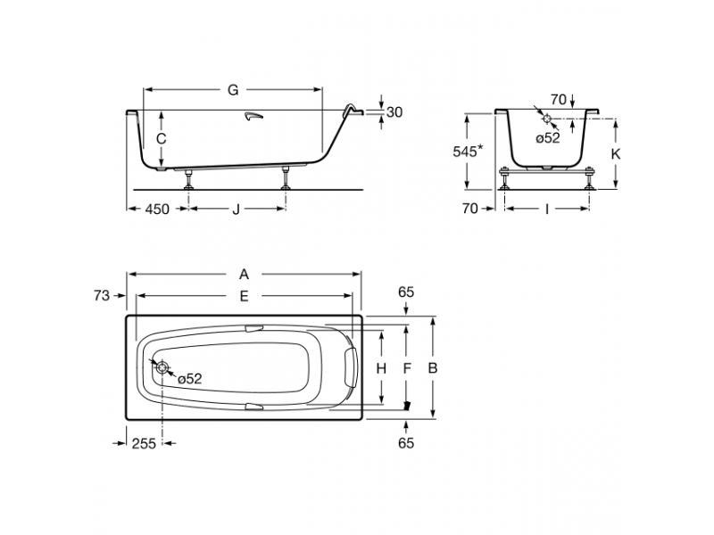 Купить Акриловая ванна Roca Sureste 150x70 ZRU9302778