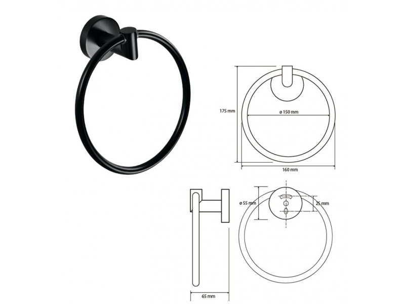 Купить Полотенцедержатель кольцо Bemeta Dark 104204060, 16 см, черный