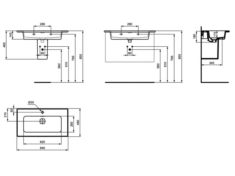 Купить Раковина Ideal Standard Strada II Vanity 84 см, белый, T300301