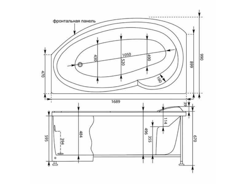 Купить Акриловая ванна Aquanet Jersey 170x90, 002039 L/R (203988/203989)