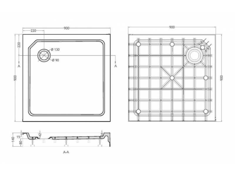 Купить Душевой поддон Cezares Tray-SMC 90 x 90 см из стеклокомпозита (SMC), TRAY-SMC-A-90-550-150-W