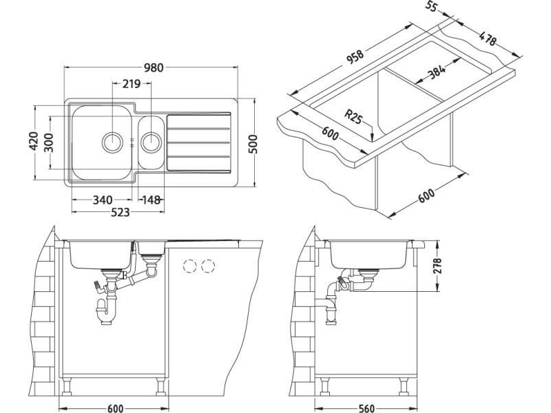 Купить Мойка кухонная Alveus Monarch Line 10 1078568, антрацит