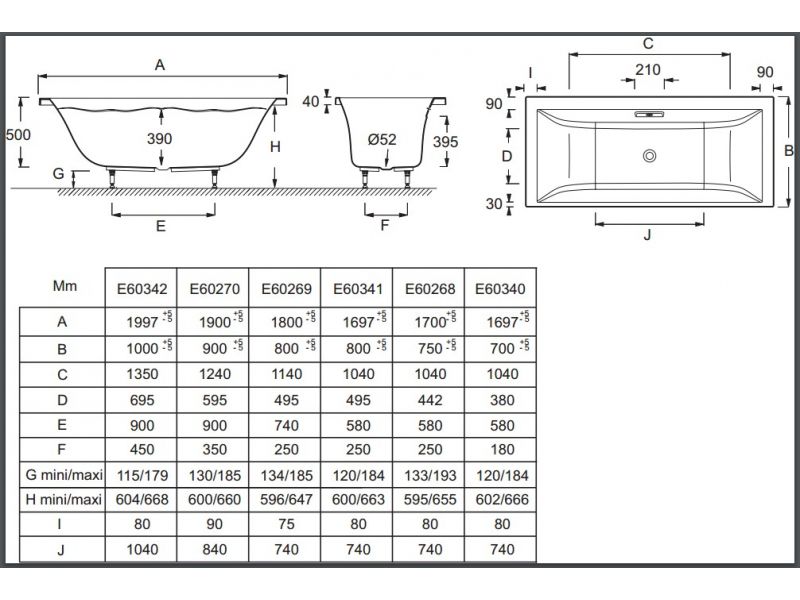 Купить Ванна акриловая Jacob Delafon EVOK E60342-00, 200 х 100 см