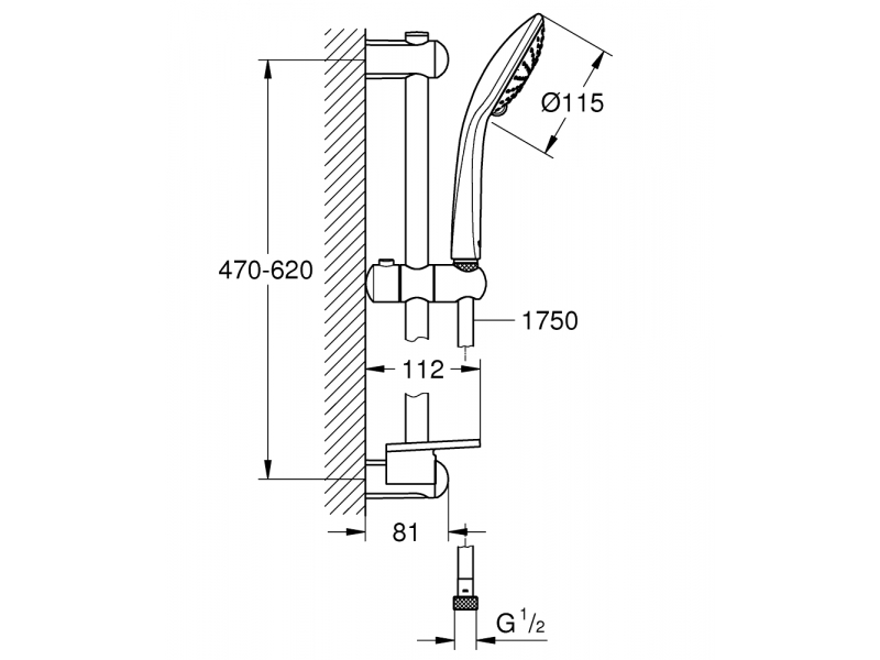 Купить Душевой гарнитур Grohe Euphoria 27242001, 60 см, шланг 150 см, Ø115 мм