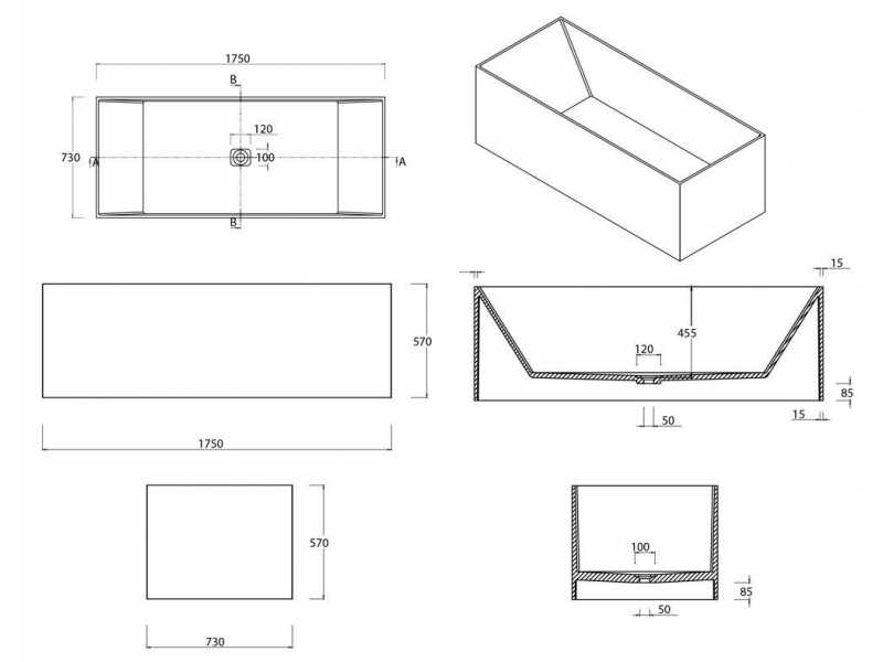 Купить Ванна из искусственного камня Aquanet Soul Angle TC-S14 198943, 175 x 73 см, цвет белый глянцевый