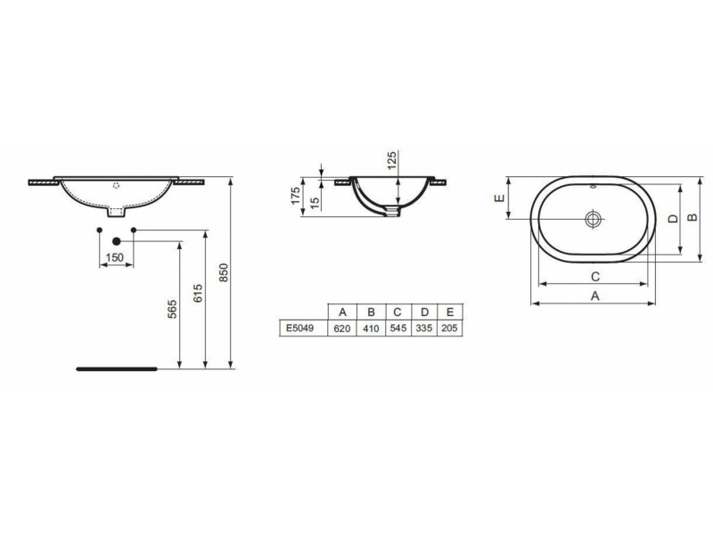 Купить Раковина Ideal Standard Connect E504901 62 см