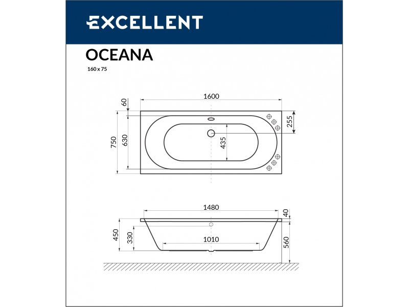 Купить Ванна акриловая Excellent Oceana WAEX.OCE16WH 160 x 75 см