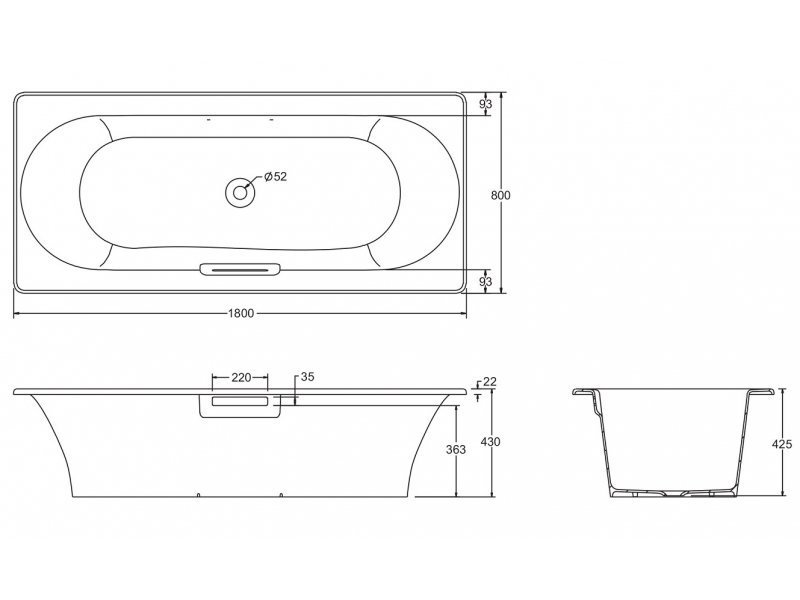 Купить Ванна чугунная Jacob Delafon Volute E6D900-0, 180 x 80 см, цвет белый