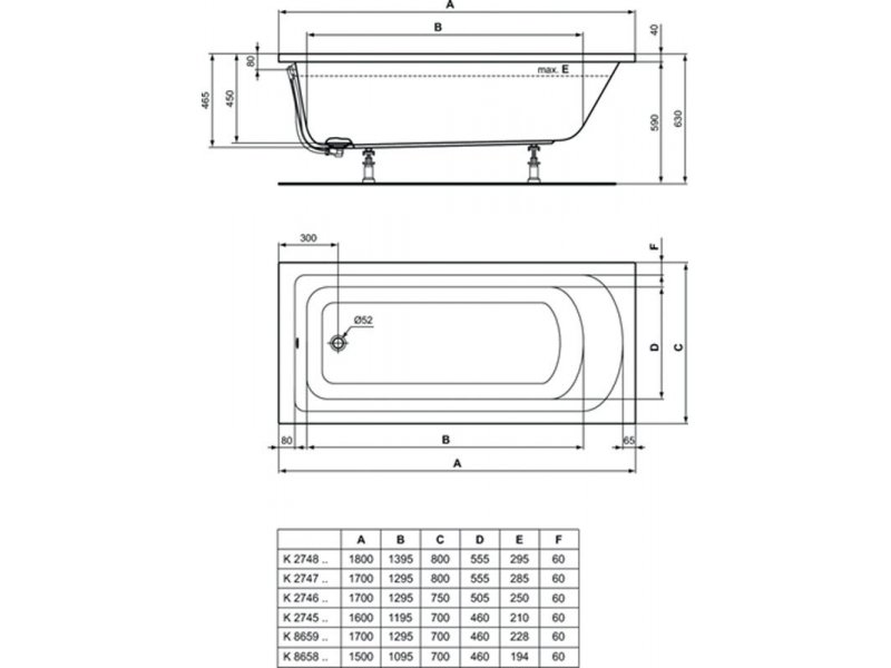 Купить Ванна акриловая Ideal Standard Hotline K274701 170 х 80 см